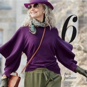 Purple open flutter sleeve sweater size small never worn